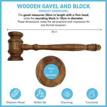 Load image into Gallery viewer, Full-Size Auctioneer's Wooden Gavel and Block - Ideal for Judges, Lawyers, Auctions, Courts, Companies, and Students