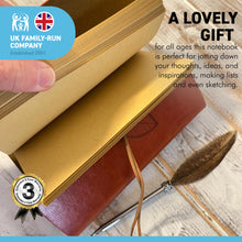 Load image into Gallery viewer, FEATHERED BALL POINT PEN AND LEATHER BOUND NOTEBOOK | Writing Set | Leather Bound Notebook | Feather Pen | Creative Writing | Pen and Notebook Set