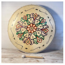 Load image into Gallery viewer, Decorated 50cm Shamanic Celebration Hand Drum with Beater- acoustic-Drumming Reduces Tension, Anxiety, and Stress.