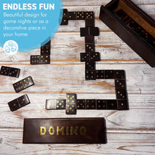 Load image into Gallery viewer, Wooden Domino Set in wooden box with Sliding Lid, includes premium domino pieces