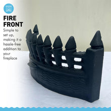 Load image into Gallery viewer, 18-Inch Castle Fire Front Fret in Matte Black - Decorative Fireplace Accessory