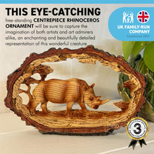 Load image into Gallery viewer, SOLITARY RHINO IN WOOD EFFECT RESIN  |Ornaments for The Home | Home Accessories | Animal Lover Gift Birthday Friendship Gifts | Wildlife Lover Gift| Ornaments | Rhinoceros