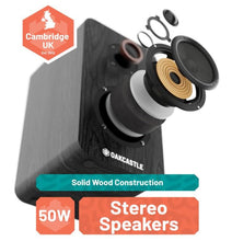 Load image into Gallery viewer, Vinyl Record Player with Speakers | Bluetooth Turntable with AUX & Headphone Jack | Vinyl Player with Speakers, Multi-Playback Options, 45RPM Adaptor and Audio Technica Cartridge | Oakcastle TT200