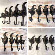 Load image into Gallery viewer, Set of Four Sturdy Wall Mounted Cast Iron Fox Head Hook Hanger for Hat, Coat, Clothes - Ideal for Kitchen, Bathroom, Bedroom, Office