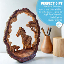 Load image into Gallery viewer, 𝗭𝗘𝗕𝗥𝗔 𝗦𝗖𝗘𝗡𝗘 Resin Sculpture Wood Effect Wildlife Home Décor