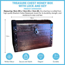 Load image into Gallery viewer, Wooden Treasure Chest Money Box, secure and stylish storage for coins