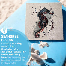 Load image into Gallery viewer, Seahorse Stone Drink Coaster โ 10cm x 10cm, Coastal Wildlife Art, Perfect Gift for Nature Lovers