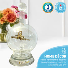 Load image into Gallery viewer, Ornamental glass model of a Spitfire aeroplane in a decorative glass decanter with glass base | memorabilia | spitfire gifts for men | WW2 gift | wartime memorabilia | Battle of Britain