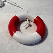 Load image into Gallery viewer, Red and white life ring light Pulls | Lifebuoy light pull | Nautical Theme Wooden Cord Pull Light Pulls
