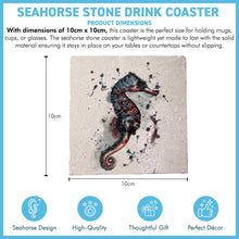 Load image into Gallery viewer, Seahorse Stone Drink Coaster โ 10cm x 10cm, Coastal Wildlife Art, Perfect Gift for Nature Lovers