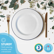 Load image into Gallery viewer, 24cm White Enamel Dinner Plate | Enamel plate | Single plate | Traditional dinner plate | Kitchen plate for pies, sides and dinner | 24cm