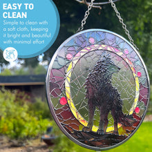 Load image into Gallery viewer, 6-Inch Wolf Design Stained Glass Suncatcher - Enhance Your Space with Beautiful, Colourful Light