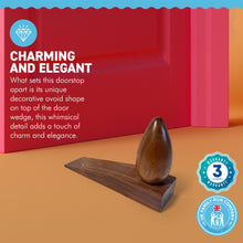 Load image into Gallery viewer, WOODEN WEDGE DOOR STOP WITH OVOID SHAPE TOP | Door Wedge | Wooden Ovoid| Door Accessories | Floor Door Stop | Door Stoppers | Natural Materials