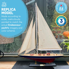 Load image into Gallery viewer, Detailed 50cm long wooden model Endeavour J Class Sailing Yacht | Americas Cup Racing Yacht | Nautical ornament | sailboat model | Endeavour sailing ship model | Fully assembled model boat kit