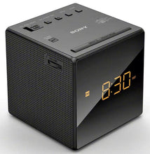 Load image into Gallery viewer, Sony Black ICF-C1B Cube FM/AM Clock Radio with LED Alarm | Stylish and simple design with few buttons for easy operation.