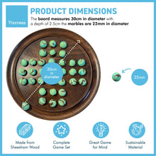 Load image into Gallery viewer, 30cm Diameter WOODEN SOLITAIRE BOARD GAME with BUTTERFLY GLASS MARBLES | classic wooden solitaire game | strategy board game | family board game | games for one | board games