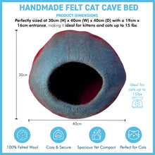 Load image into Gallery viewer, Handmade Felt Cat Cave Bed, cozy wool cat pod, dome-shaped covered cat bed for indoor cats