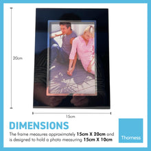 Load image into Gallery viewer, BLACK ALUMINIUM GLASS PHOTO FRAME | 15cm x 20cm | 6 Inches x 8 Inches | Picture Frame | High Quality Contemporary style | Showcase your photos and pictures.