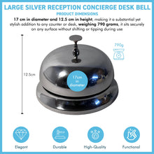 Load image into Gallery viewer, Reception Desk Bell Stainless Steel, Classic Silver Design, Loud & Clear Ringing for Hotels, Offices, Restaurants, and Front Desks