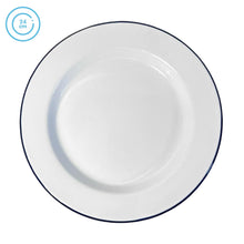 Load image into Gallery viewer, 24cm White Enamel Dinner Plate | Enamel plate | Single plate | Traditional dinner plate | Kitchen plate for pies, sides and dinner | 24cm

