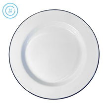 Load image into Gallery viewer, 24cm White Enamel Dinner Plate | Enamel plate | Single plate | Traditional dinner plate | Kitchen plate for pies, sides and dinner | 24cm
