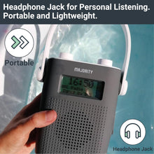 Load image into Gallery viewer, Waterproof DAB Radio with Bluetooth | Portable IPX5 Shower DAB, DAB+ Digital and FM Radio | Majority Eversden Water Resistant Radio | In-Built Battery, Mains Powered, 20 Presets and LED Display