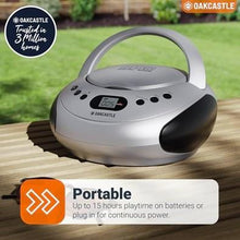 Load image into Gallery viewer, Portable Bluetooth CD Boombox with FM radio | CD, CD-R, CD-RW | 30 Presets | Easy Controls, LED Display, Headphone Jack | OAKCASTLE CD250 (Grey)