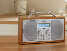 Load image into Gallery viewer, Bush DAB Bluetooth Wooden Radio | | 10 DAB & 10 FM Station Presets | Backlit dot matrix display | Dual alarm function