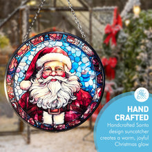Load image into Gallery viewer, Father Christmas 6-Inch Stained Glass Suncatcher Featuring Santa Claus Design, Festive Holiday Decor