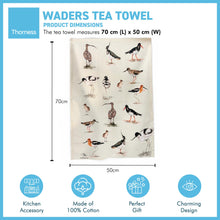 Load image into Gallery viewer, Waders Tea Towel | 100% Cotton | Large kitchen towel for drying| Hand towel with Waders | Bird themed gift | wildlife house Gift | Cotton tea towel | 70 cm x 50 cm
