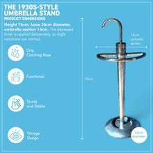 Load image into Gallery viewer, The 1930s-Style Umbrella Stand – Distressed Chrome with a Black Base