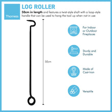 Load image into Gallery viewer, LOG ROLLER TOOL for FIREPLACE | Cast iron | Tools and accessories for fireplace | BBQ accessories | Log grabber tool | Log peavey | 50cm Long