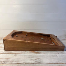 Load image into Gallery viewer, Classic vintage style TABLETOP PINBALL BAGATELLE GAME 40cm x 25cm, Spring plunger with brass pins and steel balls, Shesham Rose wood board, vintage traditional pub game
