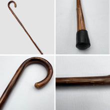 Load image into Gallery viewer, 92cm Chestnut flame scorched wooden Walking Cane, lightweight mobility aid with rubber ferrule for enhanced stability and comfort