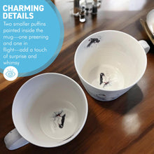 Load image into Gallery viewer, Pair of Puffin Group Mugs, 100% Bone China, Gift for Nature Lovers, Coastal Home Decor