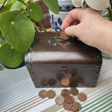 Load image into Gallery viewer, Handcrafted Wooden Pirate Treasure Chest Money Box - Decorative Keepsake Storage