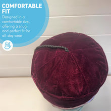 Load image into Gallery viewer, Size 56cm, small, Handmade Nepalese deep purple velvet Smoking Cap with traditional Tibetan design, lightweight, stylish design