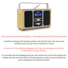 Load image into Gallery viewer, DAB, DAB+ Digital Radio with FM | Mains Powered and Portable with 15 Hours of Playback and Stereo Speakers | Majority Girton 2 Portable DAB Radio | LED Screen with Dual Alarm and 20 Pre-sets | Oak
