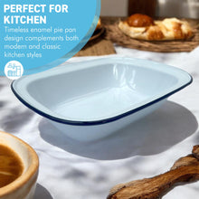 Load image into Gallery viewer, Traditional White Enamel Pie Dish Oblong Baking Tin for Pudding, Steak, and More (22cm x W16 x D5 cm) Oven-Safe Bakeware