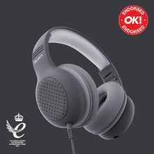 Load image into Gallery viewer, Majority WIRED KIDS HEADPHONES OVER EAR | Comfort Soft Cushion Earpads | Lightweight & Fully Foldable Childrens Headphones Superstar | 85-94db Volume Limiter for School, Travel & Home | Grey