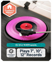 Load image into Gallery viewer, Vinyl Record Player with Speakers | Bluetooth Turntable with AUX & Headphone Jack | Vinyl Player with Speakers, Multi-Playback Options, 45RPM Adaptor and Audio Technica Cartridge | Oakcastle TT200