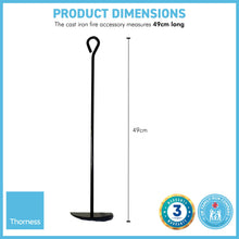Load image into Gallery viewer, CURVED ASH SCRAPER TOOL FOR FIREPLACE| Cast iron | Tools and accessories for fireplace | BBQ accessories | Fire accessory tool | Ash scraper | Charcoal rake | BBQ and charcoal tools | Pizza oven tools | 49cm long