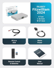 Load image into Gallery viewer, Bluetooth Internet Radio with DAB+ | Digital Tuner for Hifi Stack | FM, Spotify Connect, Podcasts | 90+ Presets, Colour LED Display | USB, AUX, RCA | Remote Control | MAJORITY Fitzwilliam 2024 Silver