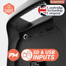 Load image into Gallery viewer, Portable Bluetooth Party Speaker | 80W Power & Rechargeable Battery up to 5H | Big Bluetooth Speaker 2.0 with Wired Microphone | Karaoke Mode, Party LED Lights & EQ Control | Oakcastle PS200