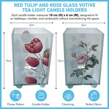 Load image into Gallery viewer, Set of 2 Floral Glass Votive Candle Holders – Decorative Accent for Warm Ambiance, Ideal for Home Decor, Gifts & Special Occasions