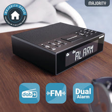 Load image into Gallery viewer, MAJORITY Knapwell | Bluetooth DAB, DAB+ Clock Radio | Bedside Radio with Dual Alarm, Snooze Function, Large Dimmable Display| High Fidelity Speakers, USB Charging | FM, Headphone Jack