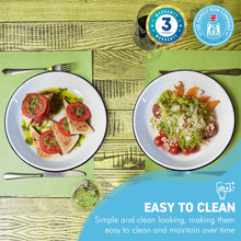 Load image into Gallery viewer, 2 x 22CM WHITE ENAMEL DINNER PLATES | Plate set | Pasta and Rice plate | Enamel plate | Set of 2 plates | Traditional dinner plate | Kitchen plate for pies, sides and dinner
