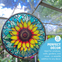 Load image into Gallery viewer, Vibrant Sunflower Stained Glass Suncatcher, 6-Inch Decorative Window Ornament