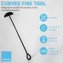 Load image into Gallery viewer, CURVED ASH SCRAPER TOOL FOR FIREPLACE| Cast iron | Tools and accessories for fireplace | BBQ accessories | Fire accessory tool | Ash scraper | Charcoal rake | BBQ and charcoal tools | Pizza oven tools | 49cm long