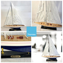 Load image into Gallery viewer, Detailed 50cm long wooden model Enterprise J Class Sailing Yacht | Americas Cup Racing Yacht | Nautical ornament | sailboat model | Enterprise sailing ship model | Fully assembled model boat kit